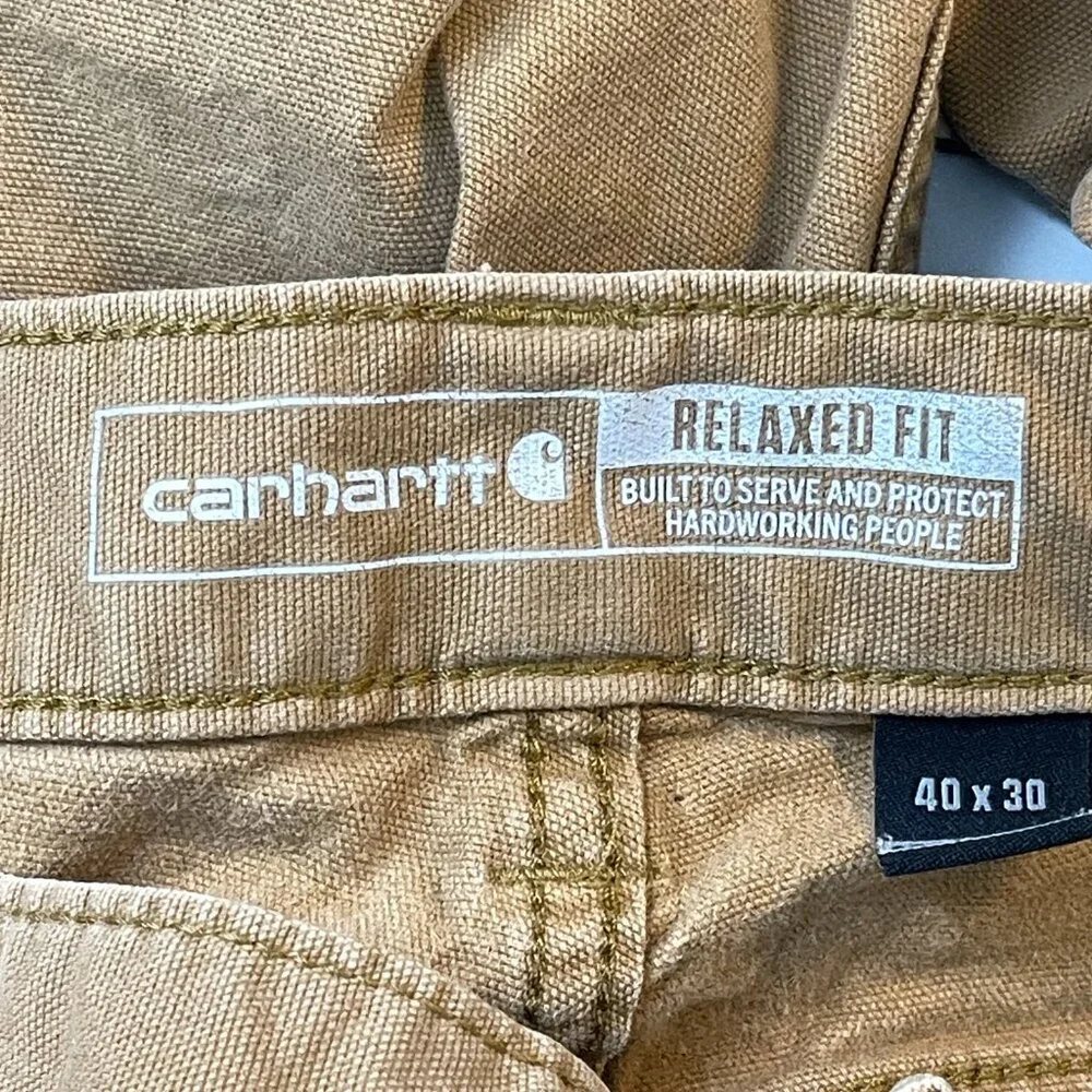 Carhartt Relaxed Fit Pants Men's 40 Brown Bn2517-m Rugged‎ Flex Canvas Workwear